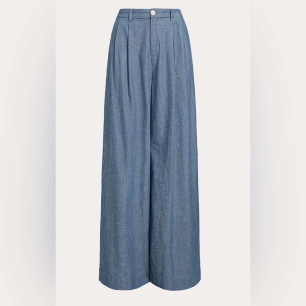 Ralph Lauren Wide-Leg High-Rise Jeans in Chambray Blue